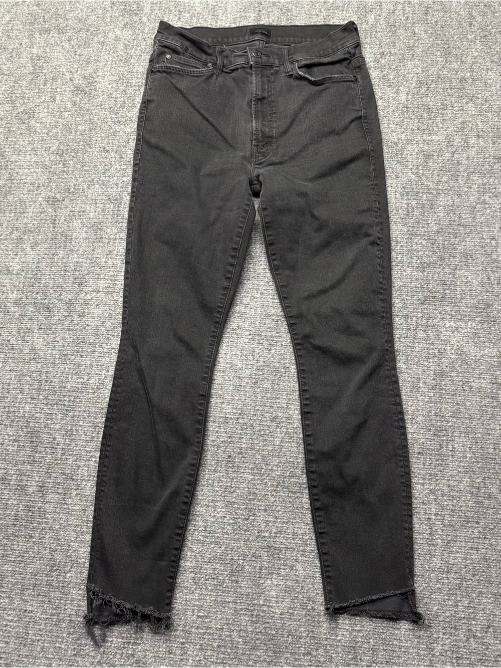 Mother Jeans Womens 28 Black Stunner Zip Ankle Step Fray in Not Guilty USA Made